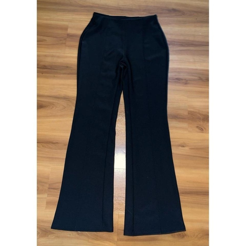 Womens NWOT Indero Black Ponte Stretch Pull On Flare Pants